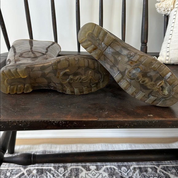 Coach Brown Logo-Print PVC Rain Boots - Picture 3 of 6